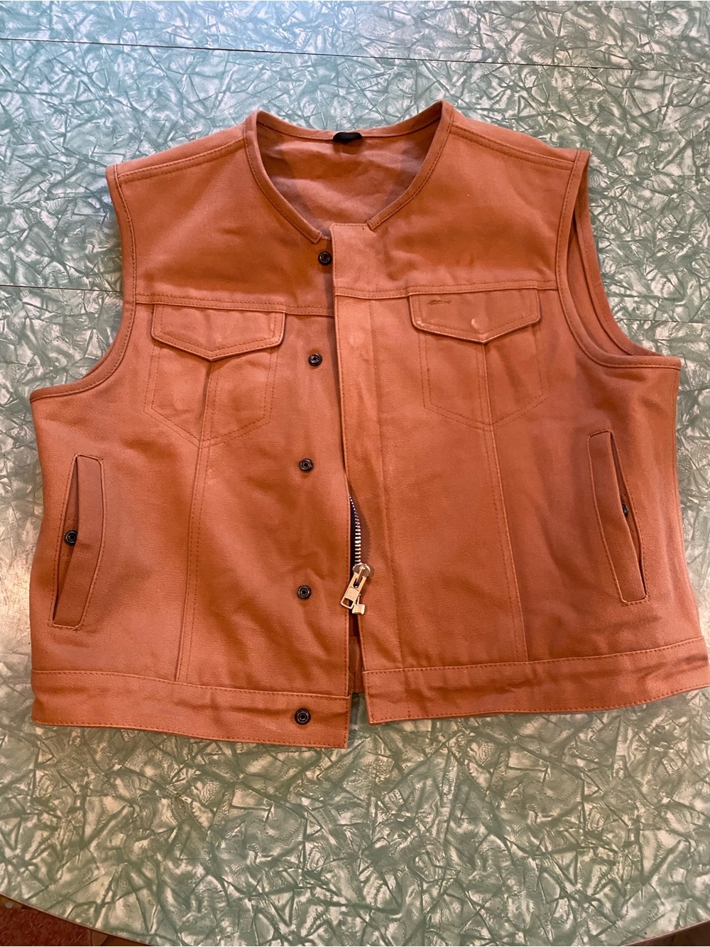 BNWOT Men’s XXL Brown 20oz Canvas First Co. Mfg. “Lowside” Motorcycle Vest